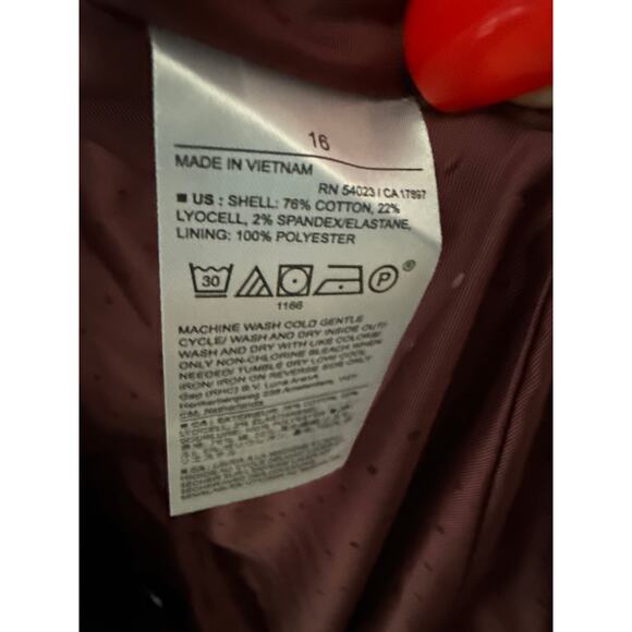 Banana Republic Plus Alyse Velvet Blazer Red Madder Size 16 - Picture 13 of 13